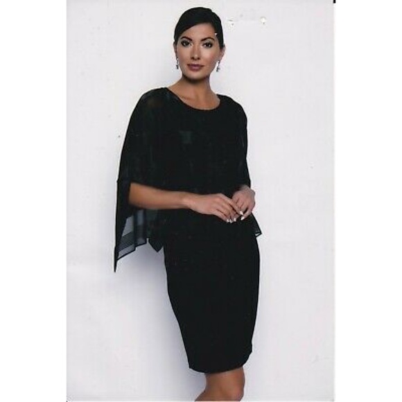 Frank Lyman Design Dresses & Skirts - NWOT🇨🇦Stunning FL Black Cocktails Dress With Cape